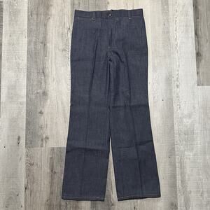 VTG 70s Sears Wide Leg Dark Wash Denim No Wash High Rise USA Jeans Size 14